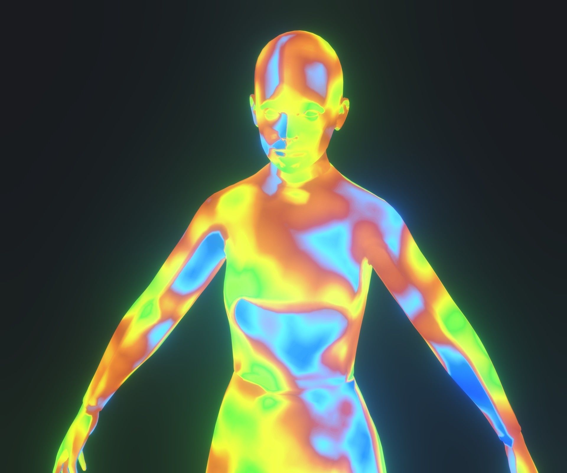 Human Thermal Image Heatmap Female 3D Model Low-poly 3D model_14