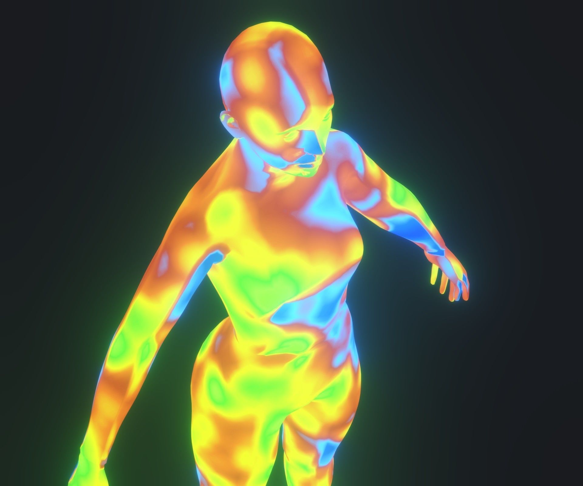 Human Thermal Image Heatmap Female 3D Model Low-poly 3D model_6