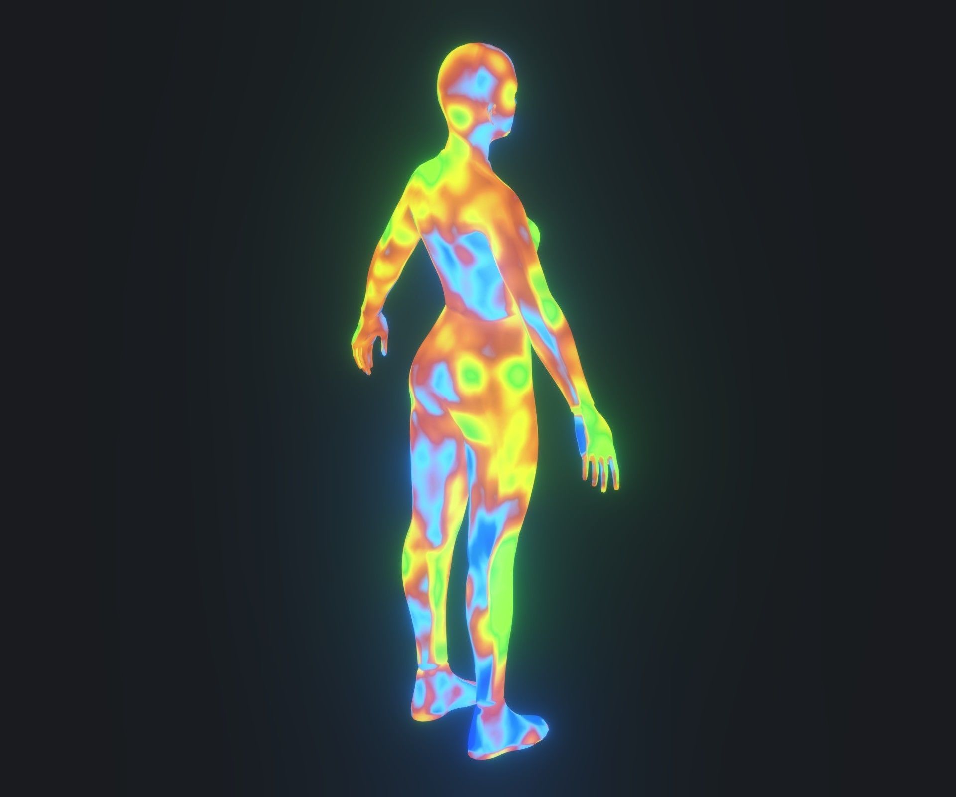 Human Thermal Image Heatmap Female 3D Model Low-poly 3D model_4