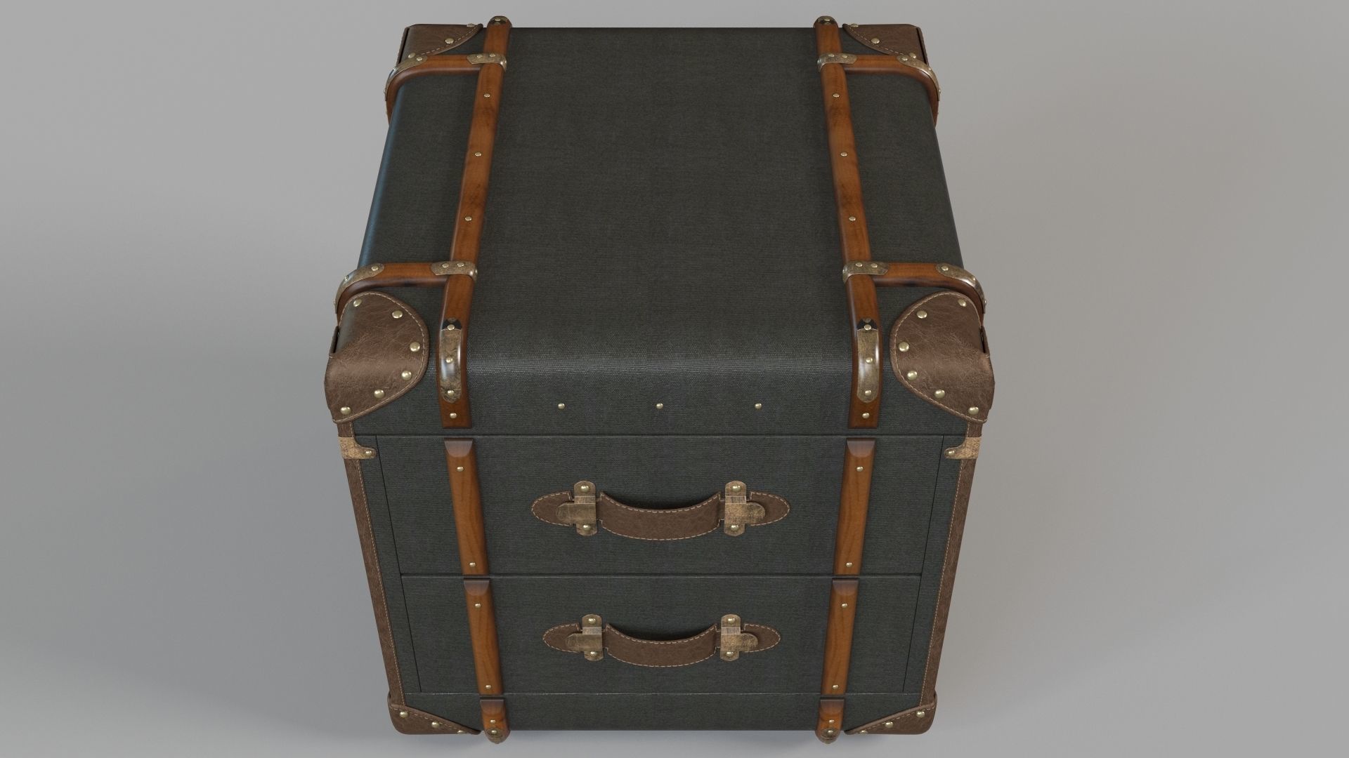 Richards Trunk 2 Drawer Cube Charcoal Canvas 3D model_1