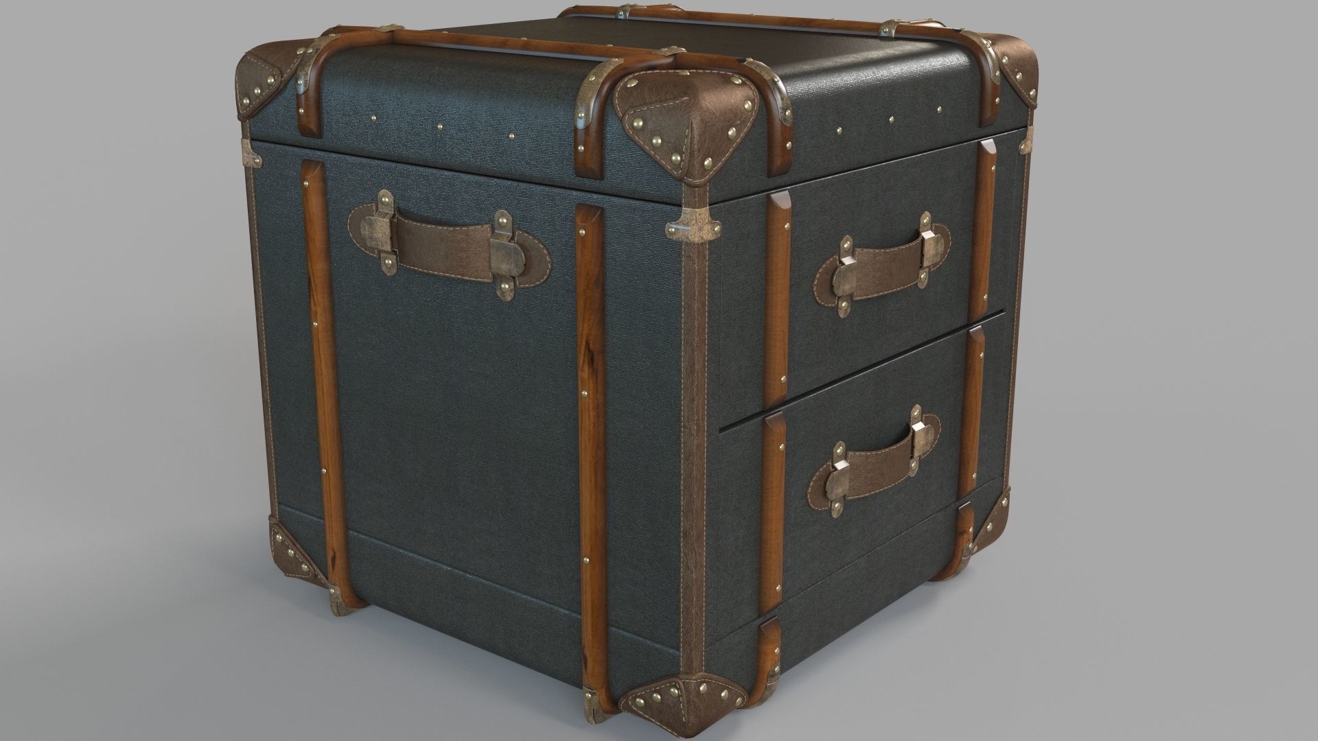 Richards Trunk 2 Drawer Cube Charcoal Canvas 3D model_2