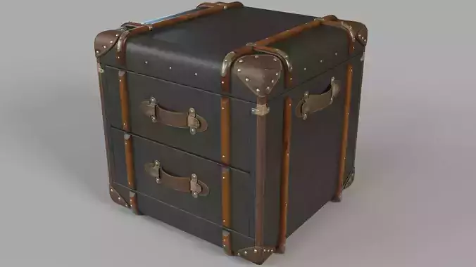 Richards Trunk 2 Drawer Cube Charcoal Canvas