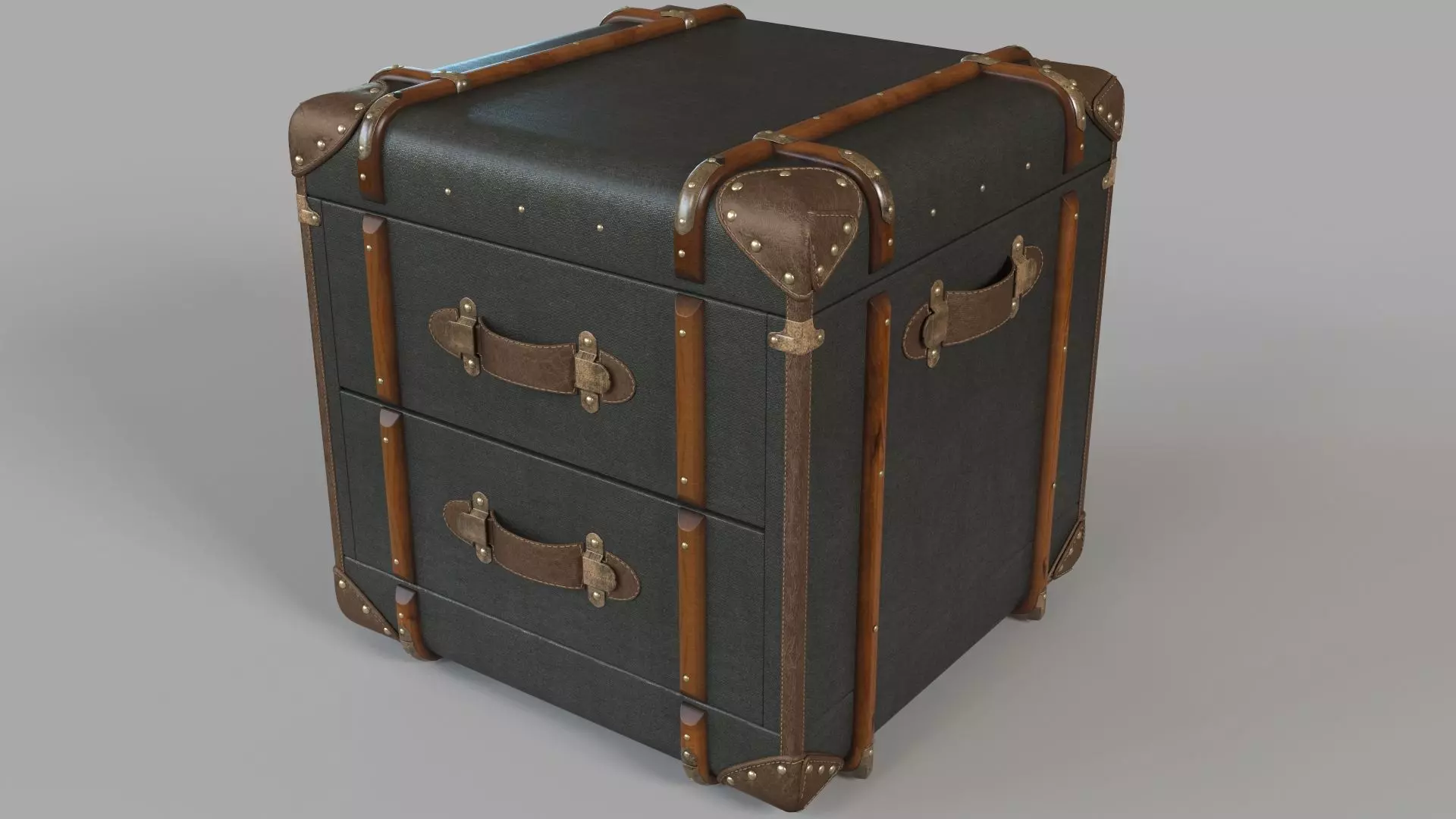 Richards Trunk 2 Drawer Cube Charcoal Canvas 3D model_0