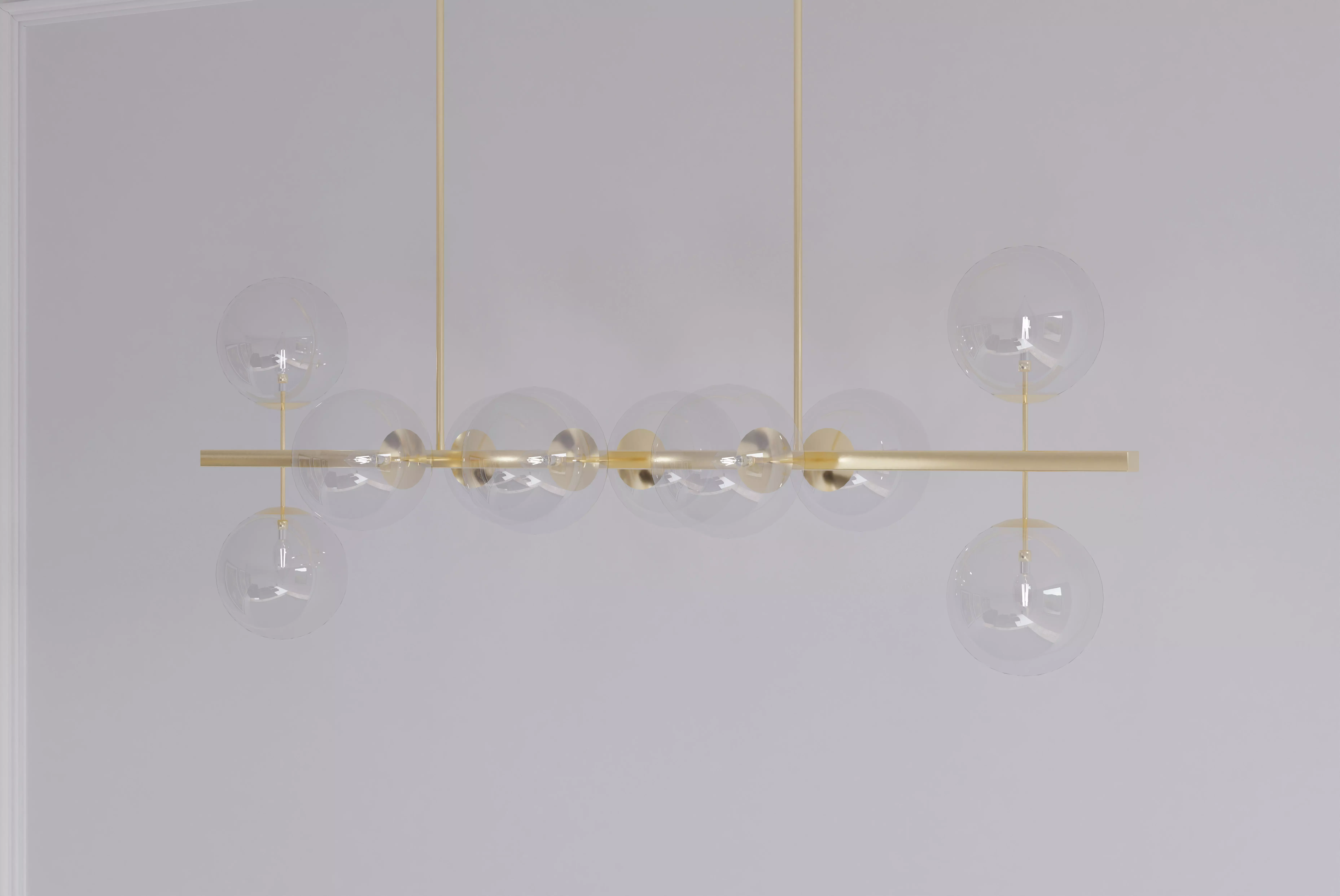 10 Sphere Chandelier in brushed gold 3D model