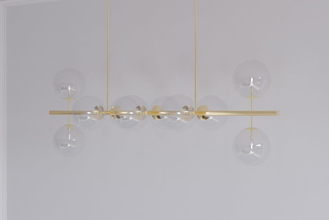 10 Sphere Chandelier in brushed gold 3D model