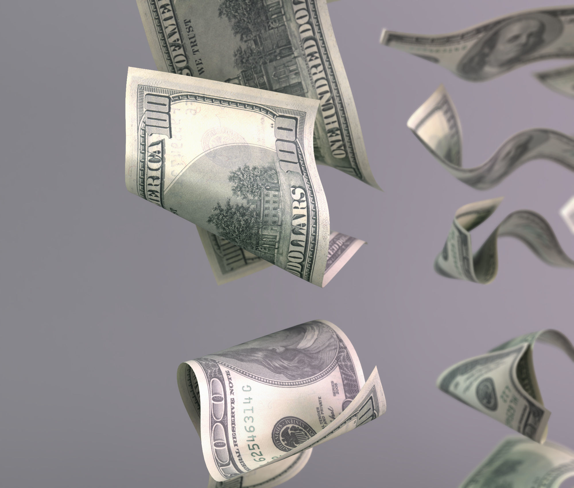 Set of dollar bills 3D model_3