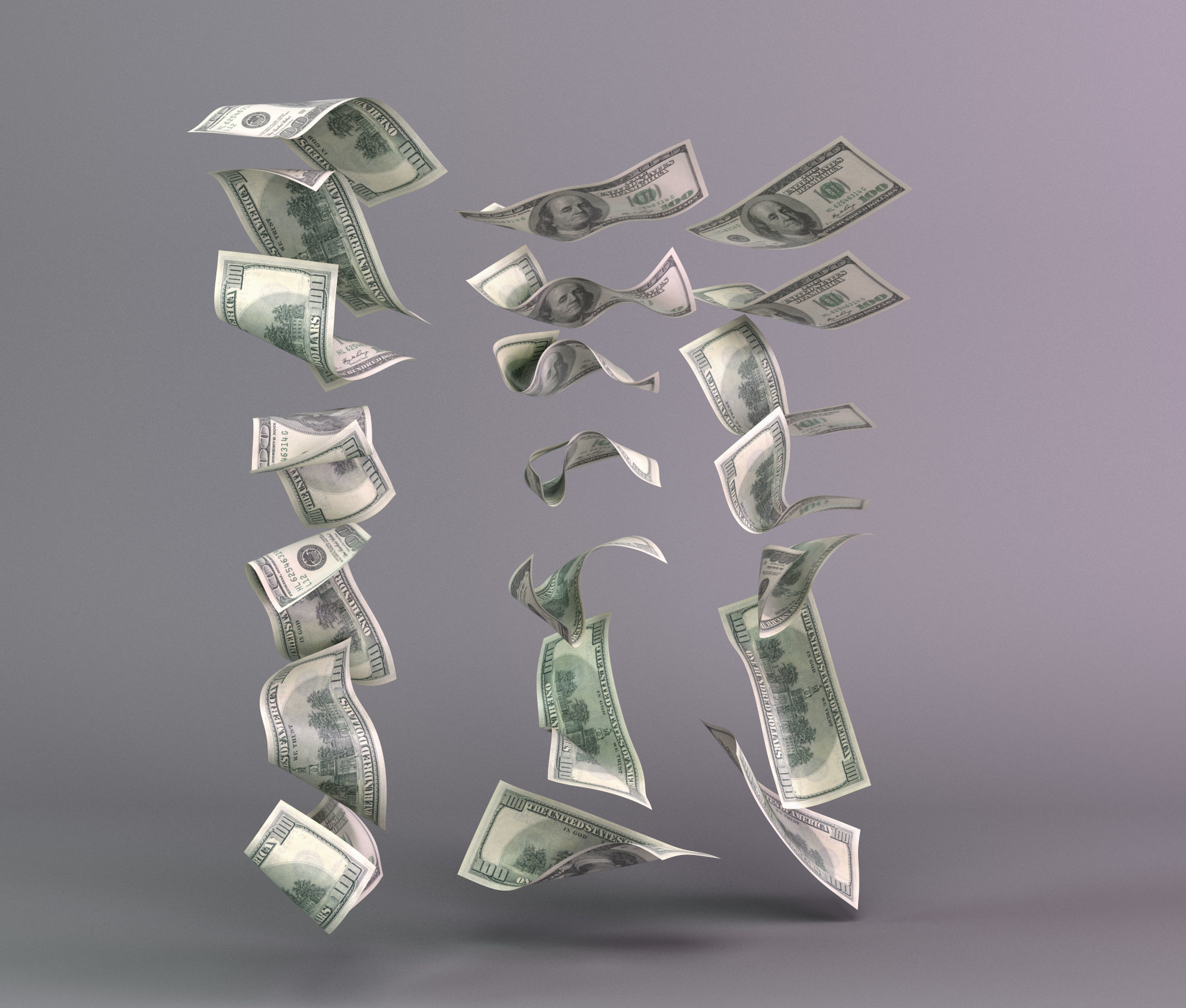 Set of dollar bills 3D model_2