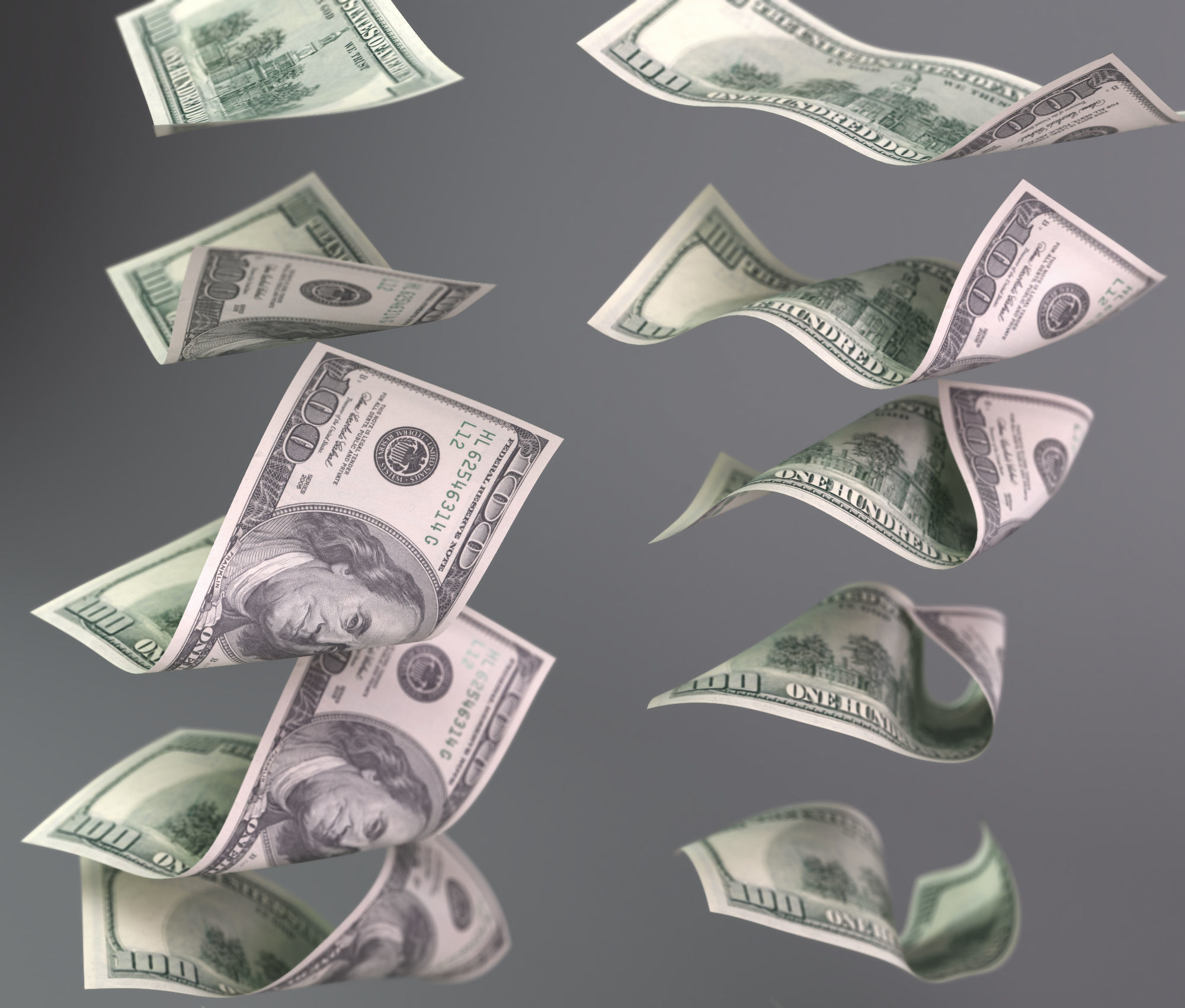 Set of dollar bills 3D model_4