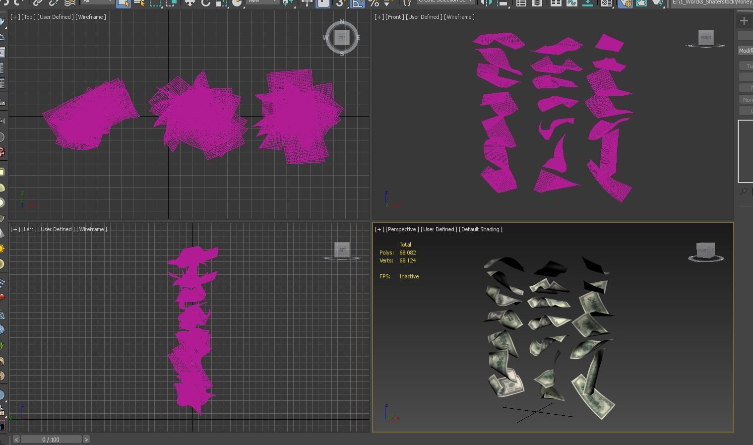 Set of dollar bills 3D model_7