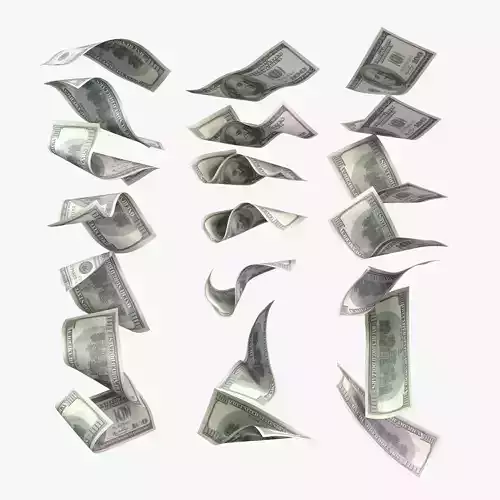 Set of dollar bills 3D model
