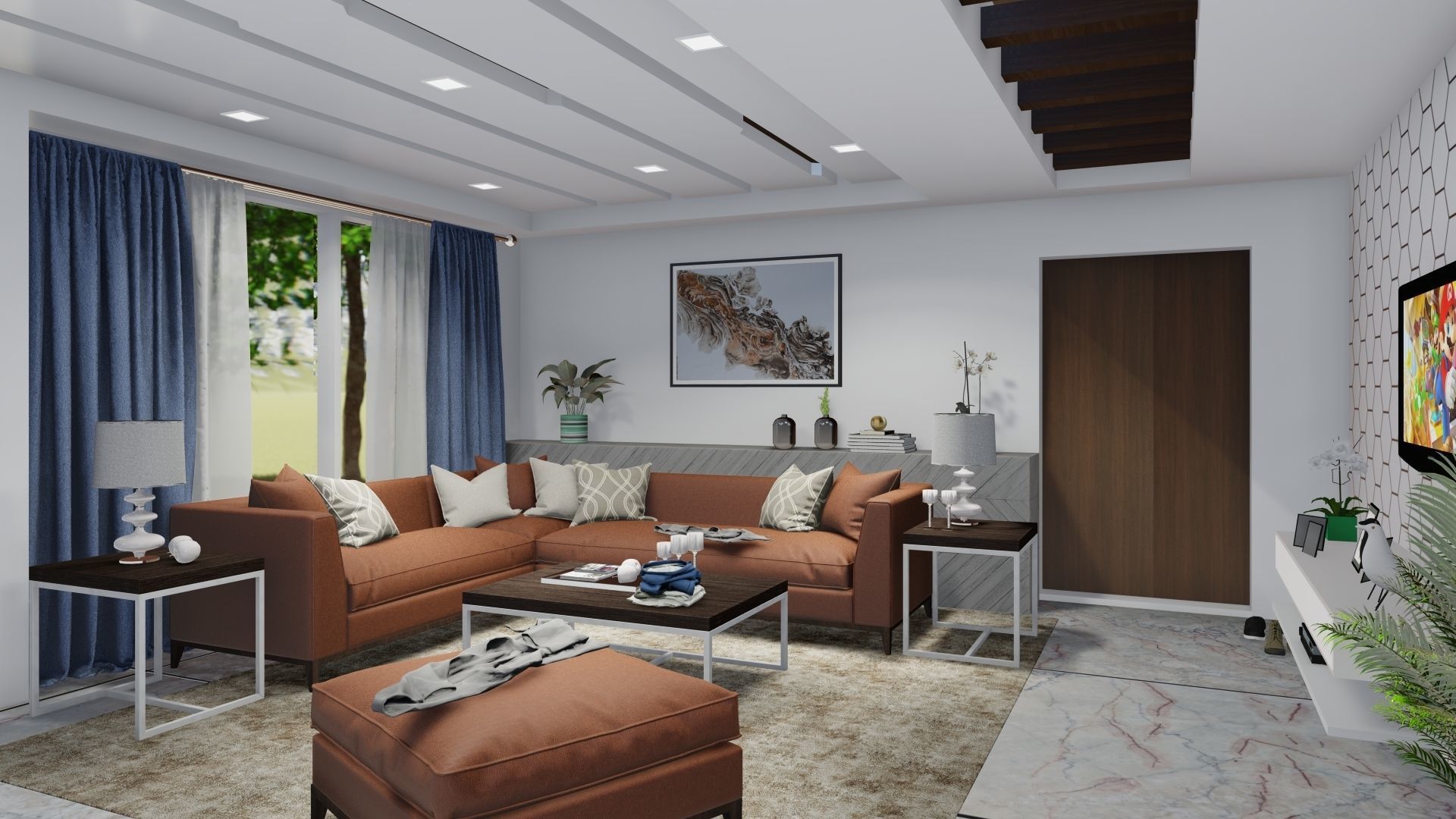 LIVING ROOM AND DINING AREA 3D model_3
