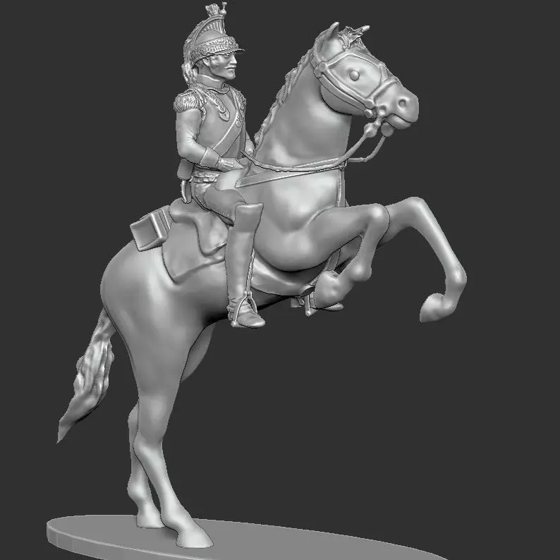 Napoleon Cuirassier figure on a prancing horse 3D print model_0