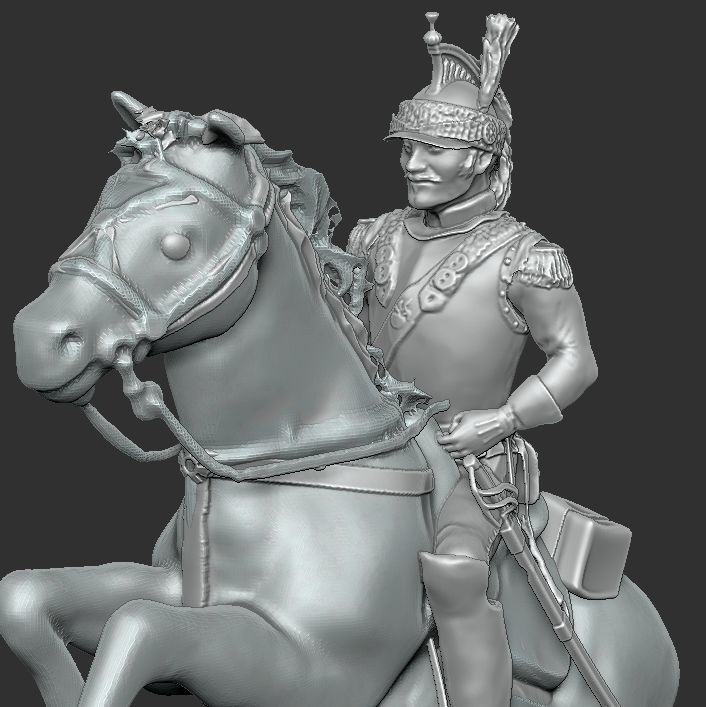 Napoleon Cuirassier figure on a prancing horse 3D print model_3