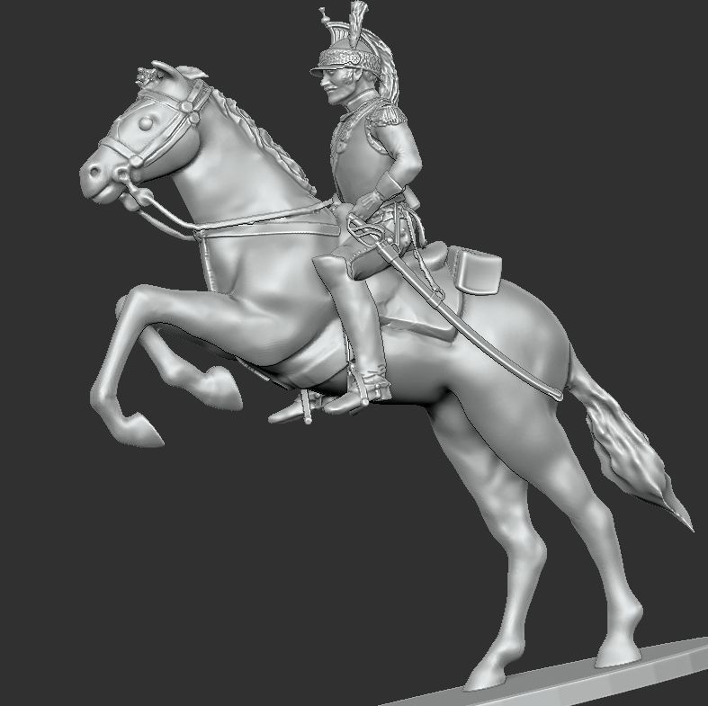 Napoleon Cuirassier figure on a prancing horse 3D print model_1