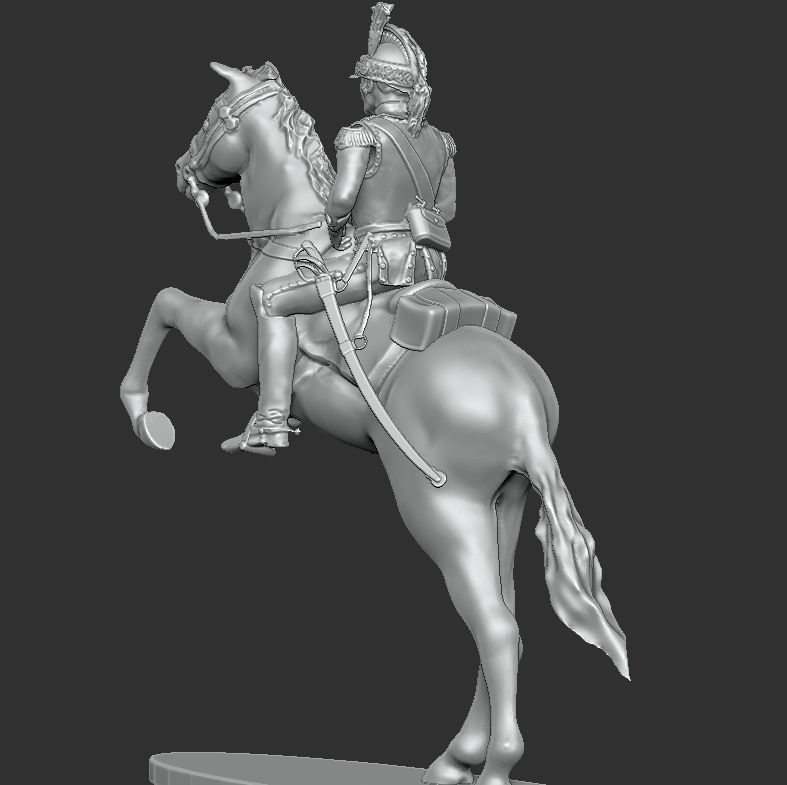 Napoleon Cuirassier figure on a prancing horse 3D print model_2
