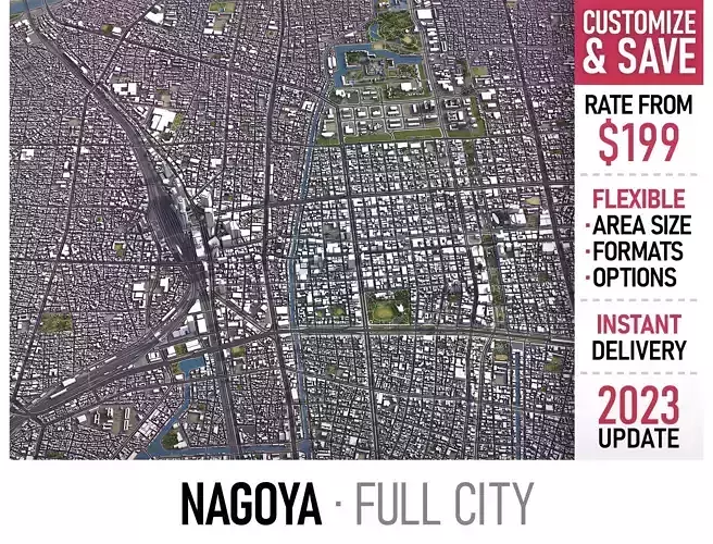 Nagoya - 3D City Model Low-poly 3D model