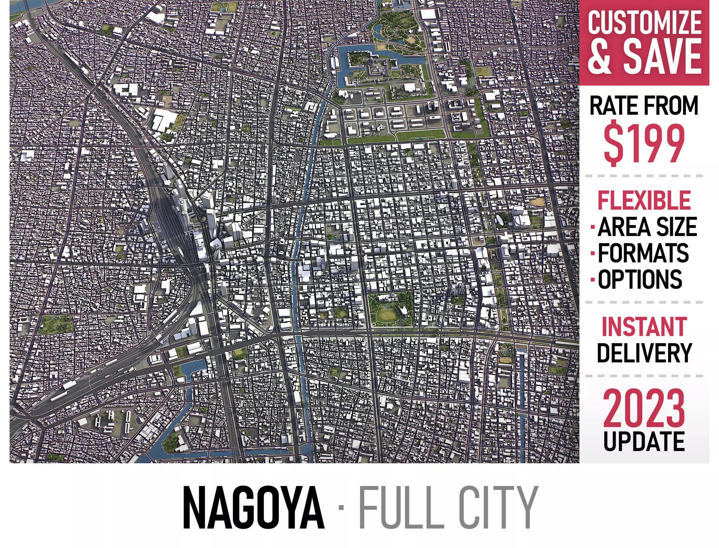 Nagoya - 3D City Model Low-poly 3D model_0