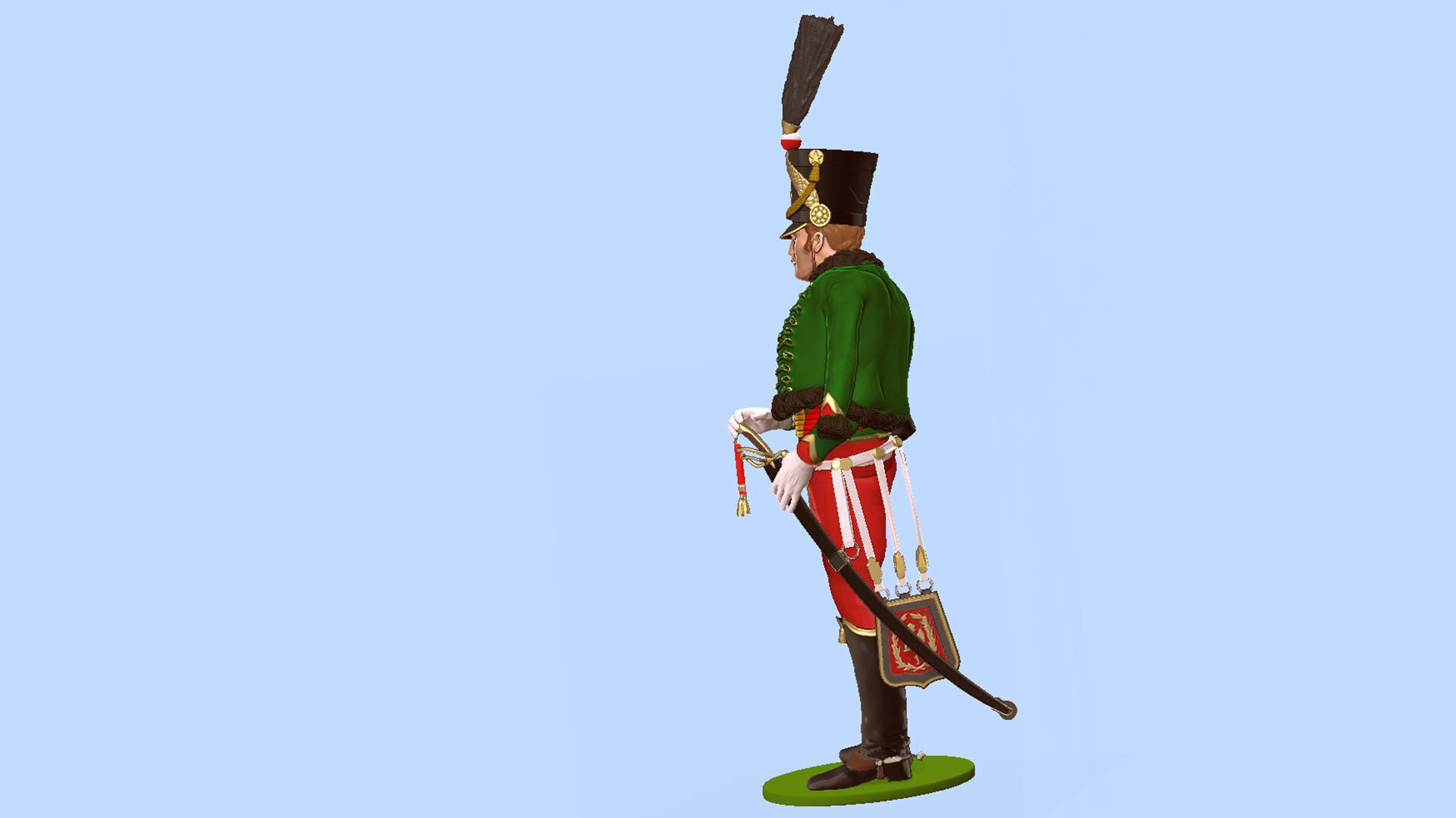 Napoleon Hussar standing 3D print model_4
