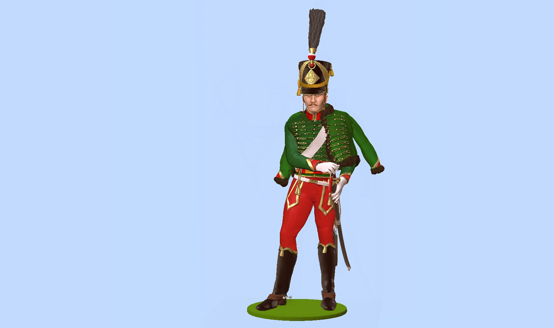 Napoleon Hussar standing 3D print model_2