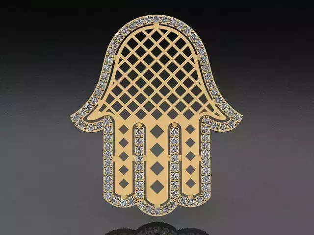 komsa gold and diamond hamsa brooch
