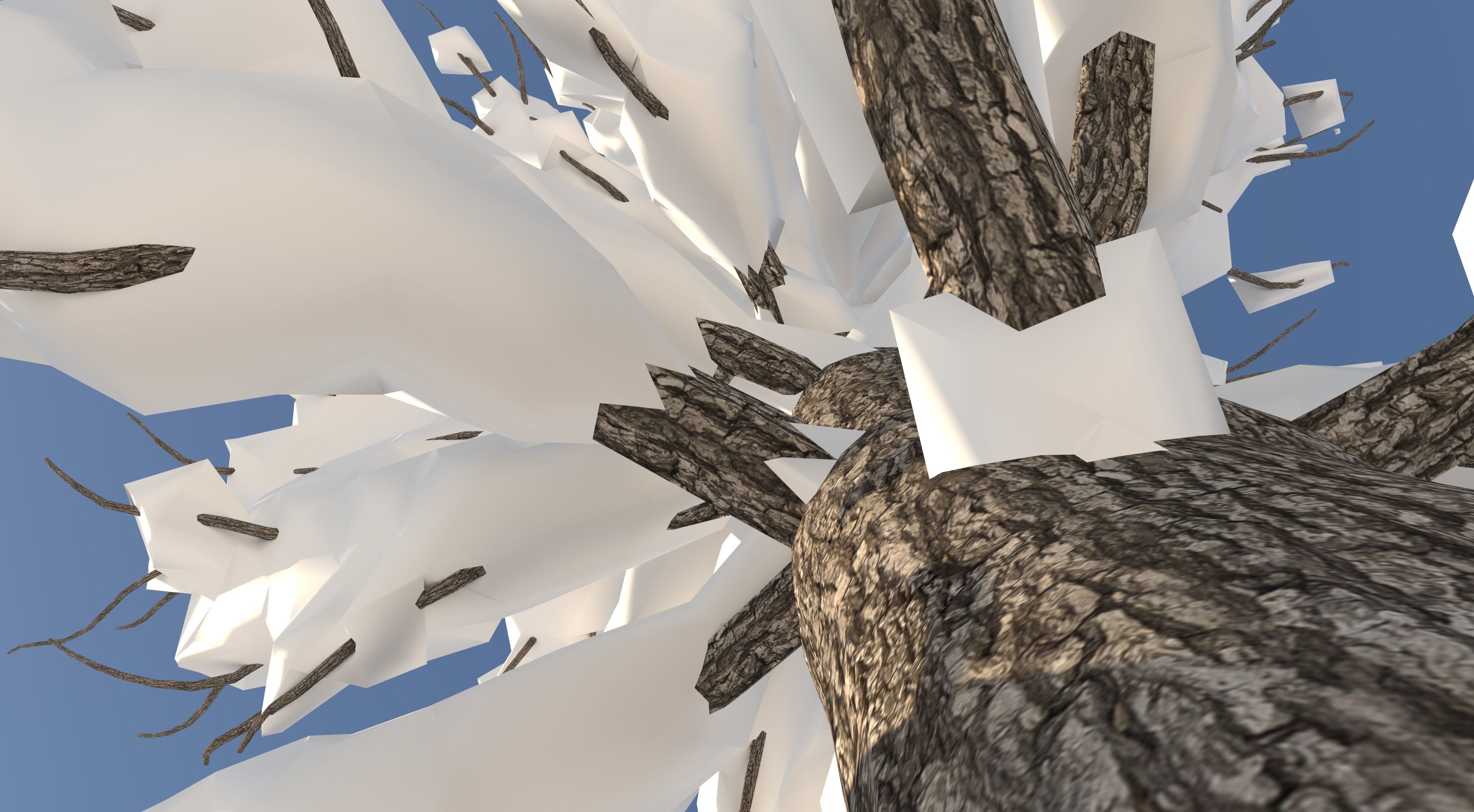 Snow Tuscan Cypress Tree Low-poly 3D model_7