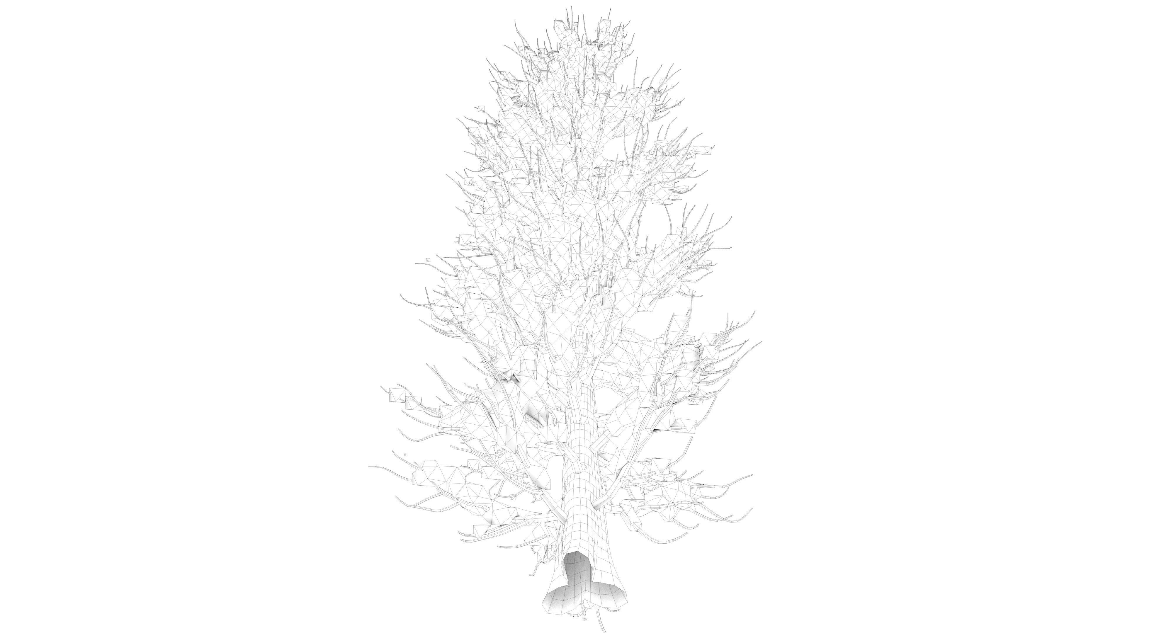 Snow Tuscan Cypress Tree Low-poly 3D model_13