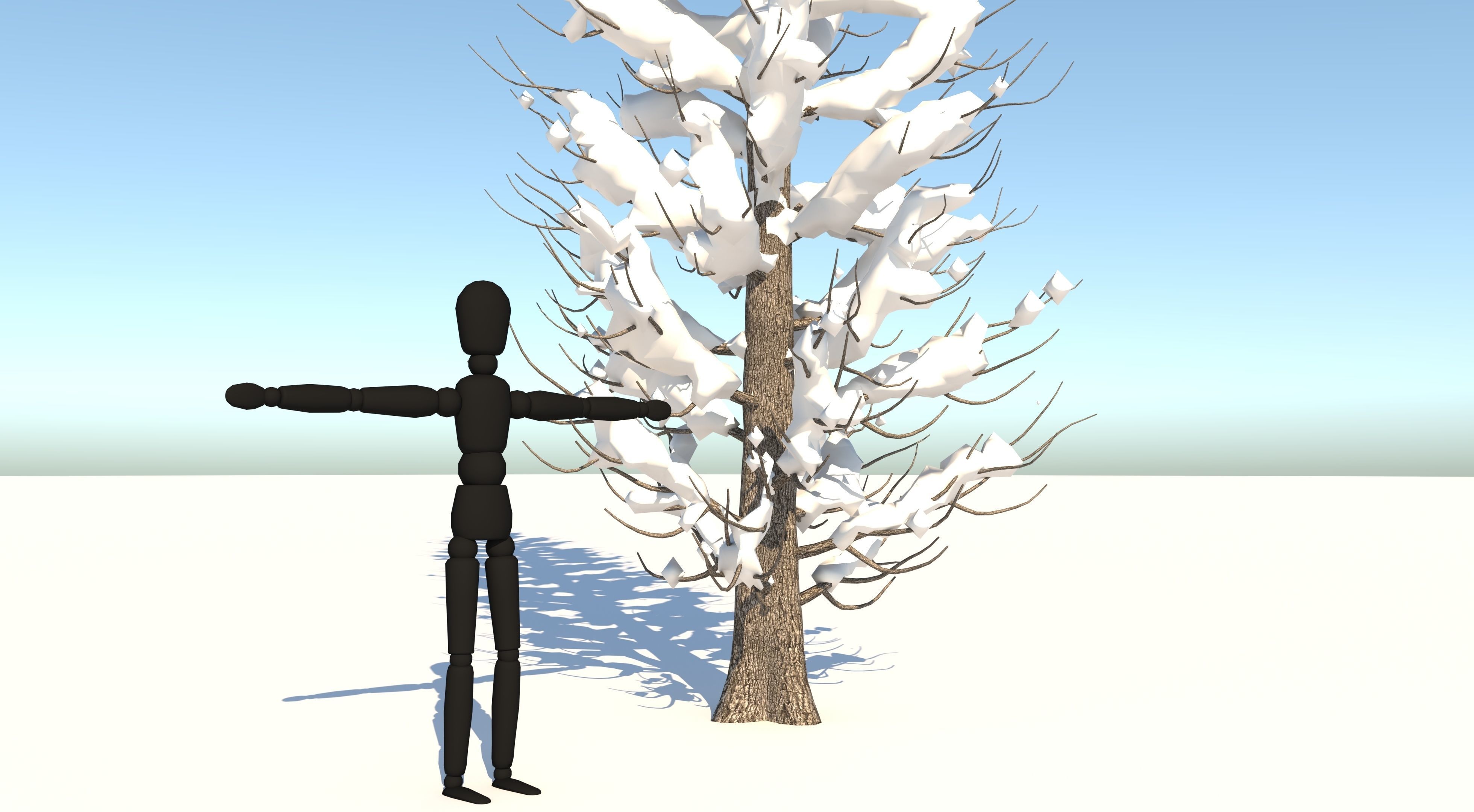 Snow Tuscan Cypress Tree Low-poly 3D model_4