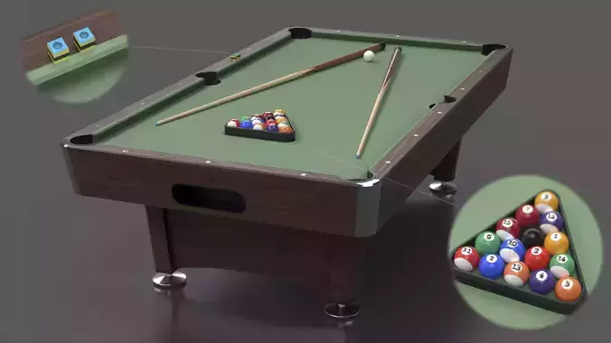 Billiard pool table Low-poly 3D model