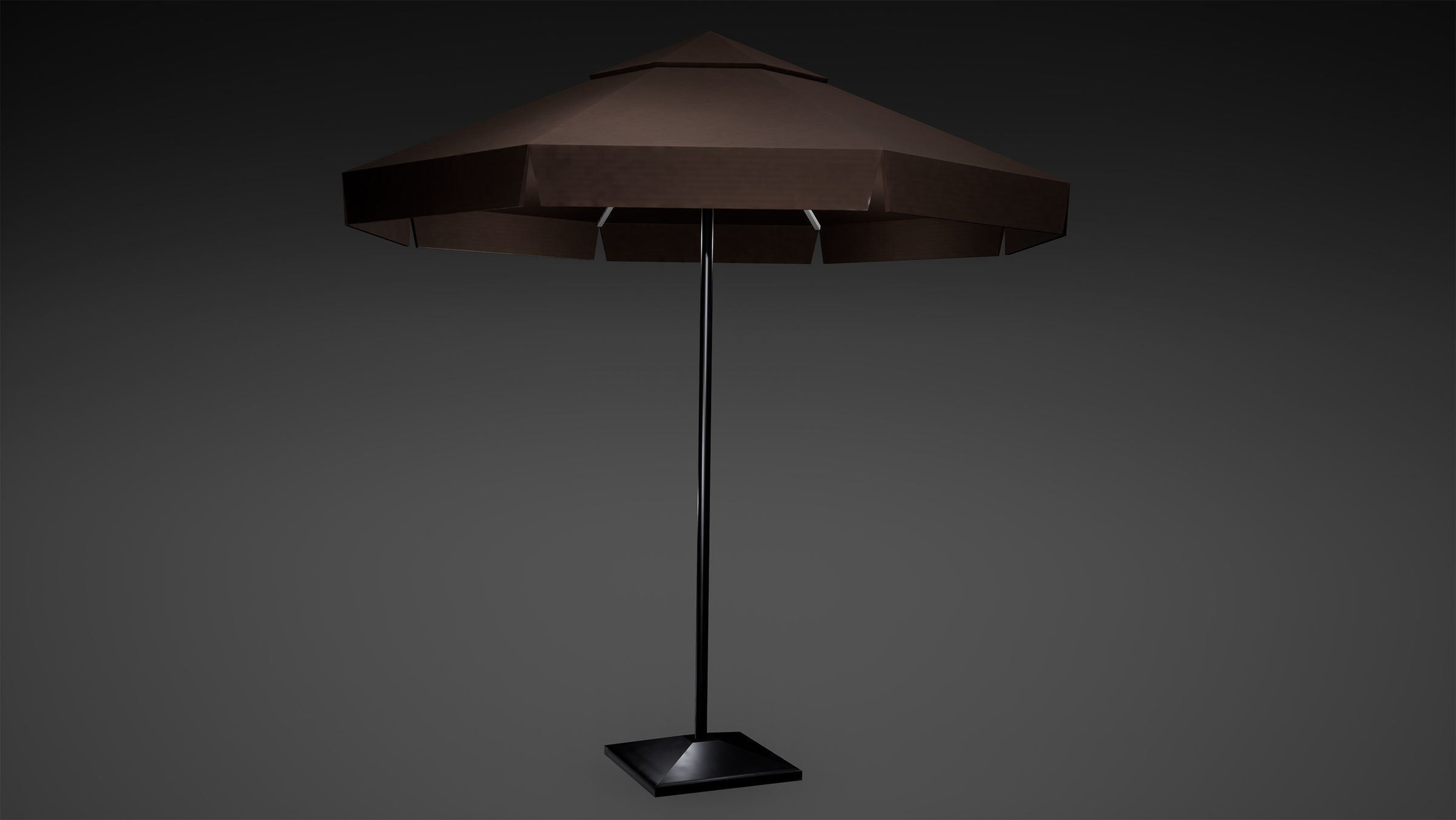 Cafe Chair Table Umbrella Low-poly 3D model_1