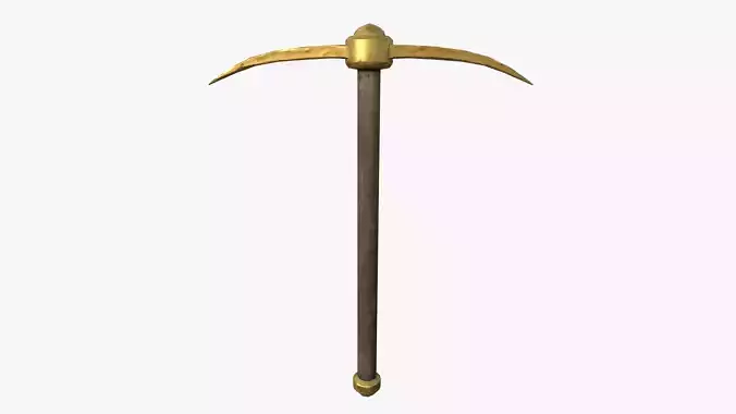 Golden Pickaxe Low-poly 3D model