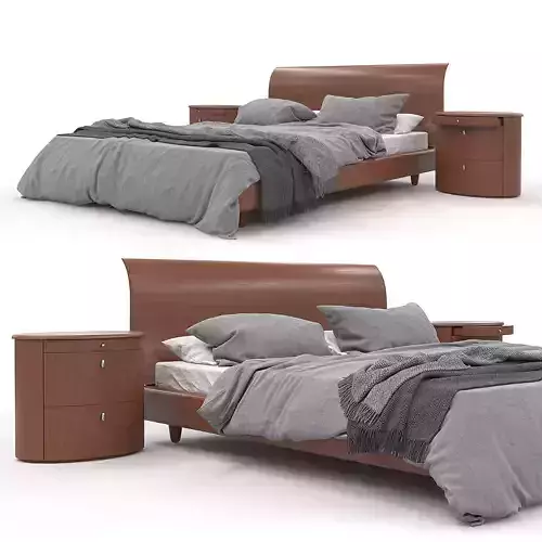 Bed with bedside table