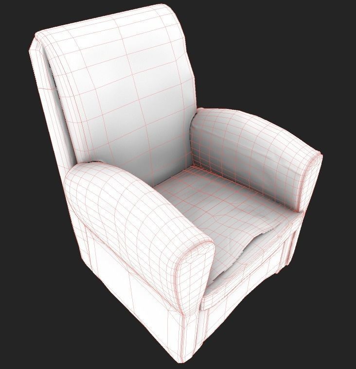 Leather Armchair Low-poly 3D model_1