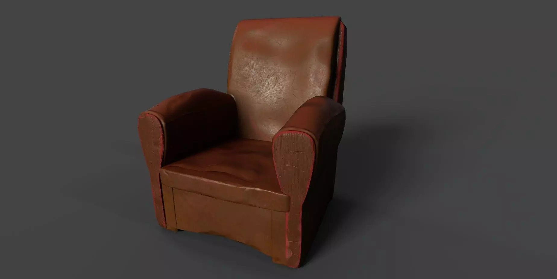 Leather Armchair Low-poly 3D model_0