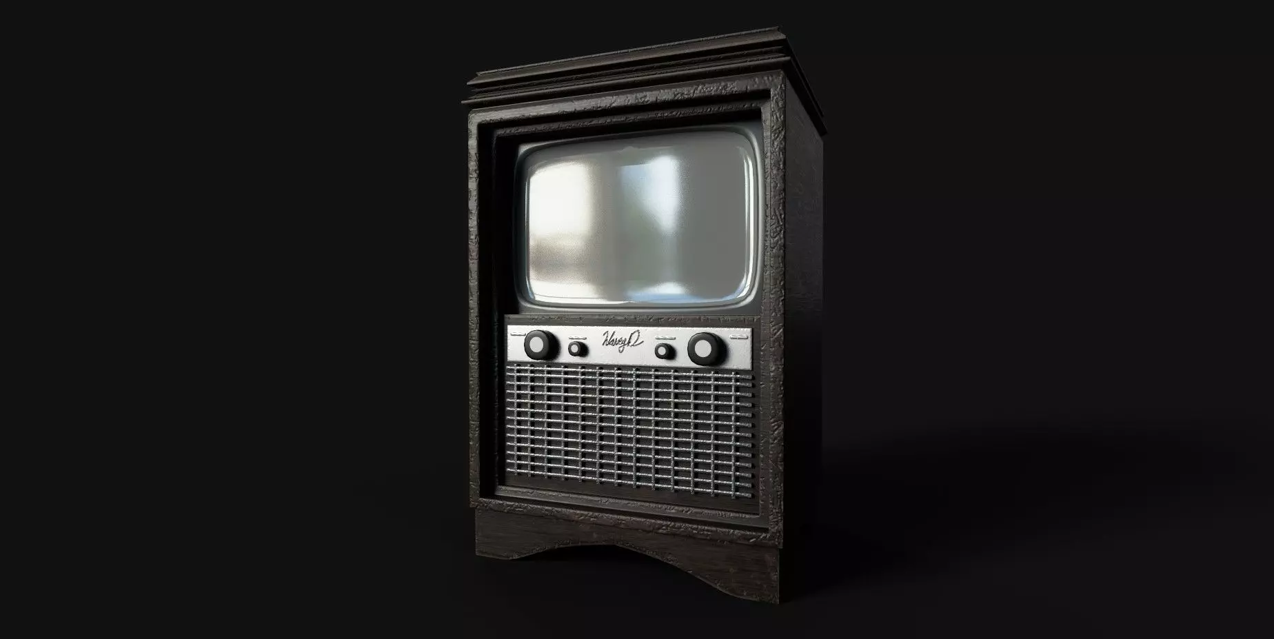 Retro TV Low-poly 3D model_0