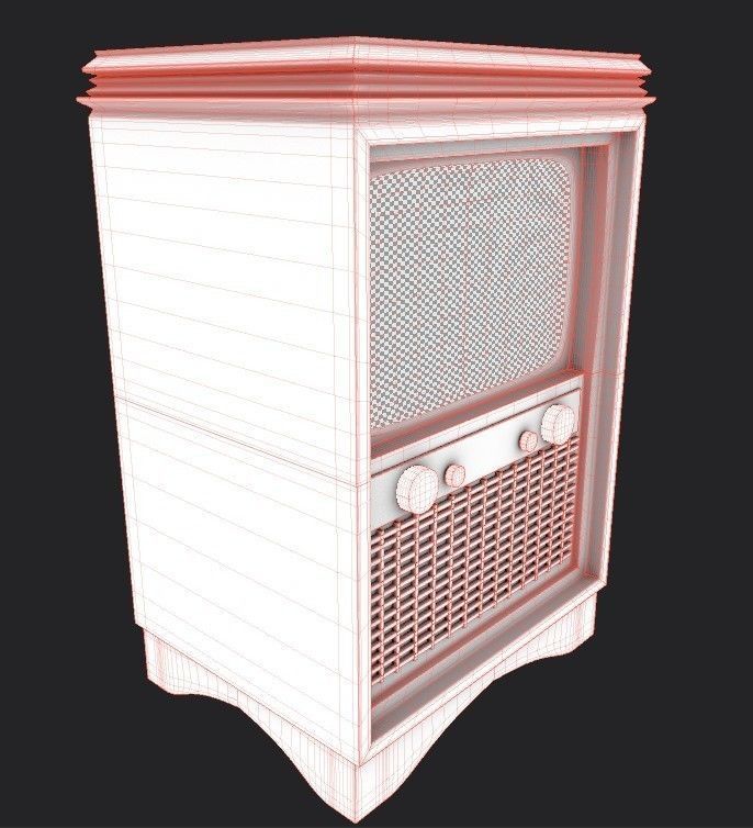 Retro TV Low-poly 3D model_1