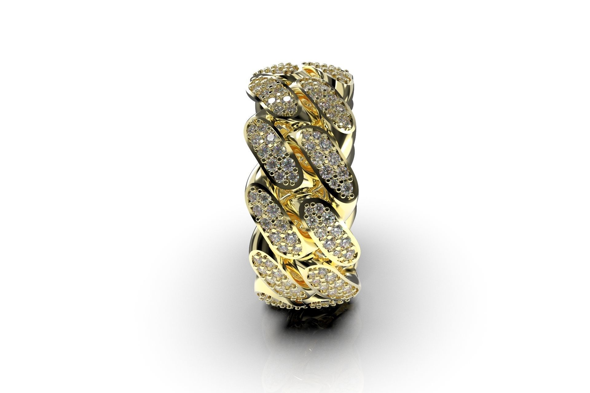 Cuban Link Ring With Stones - Size 9 3D print model_3