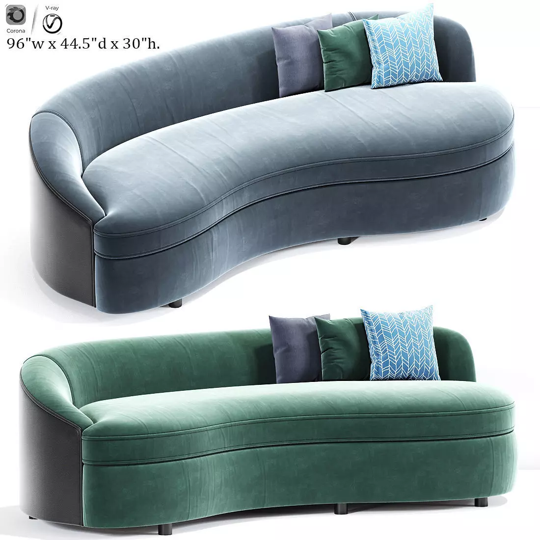 Boomerang Curved Sofa 3D model_0