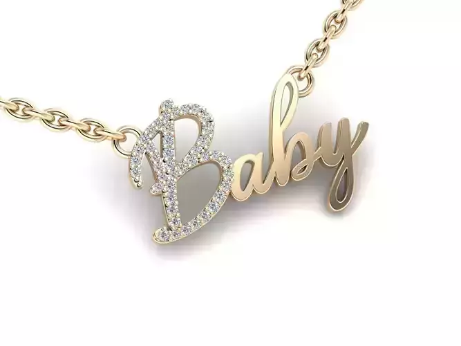 Pendant 9 baby name gold with diamonds