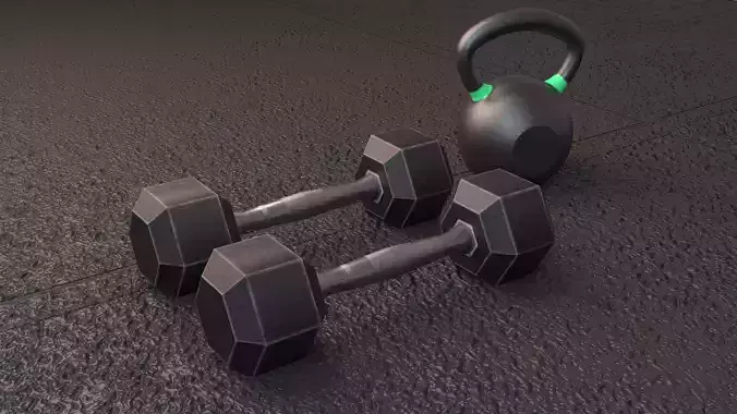 Dumbbells and Kettlebell