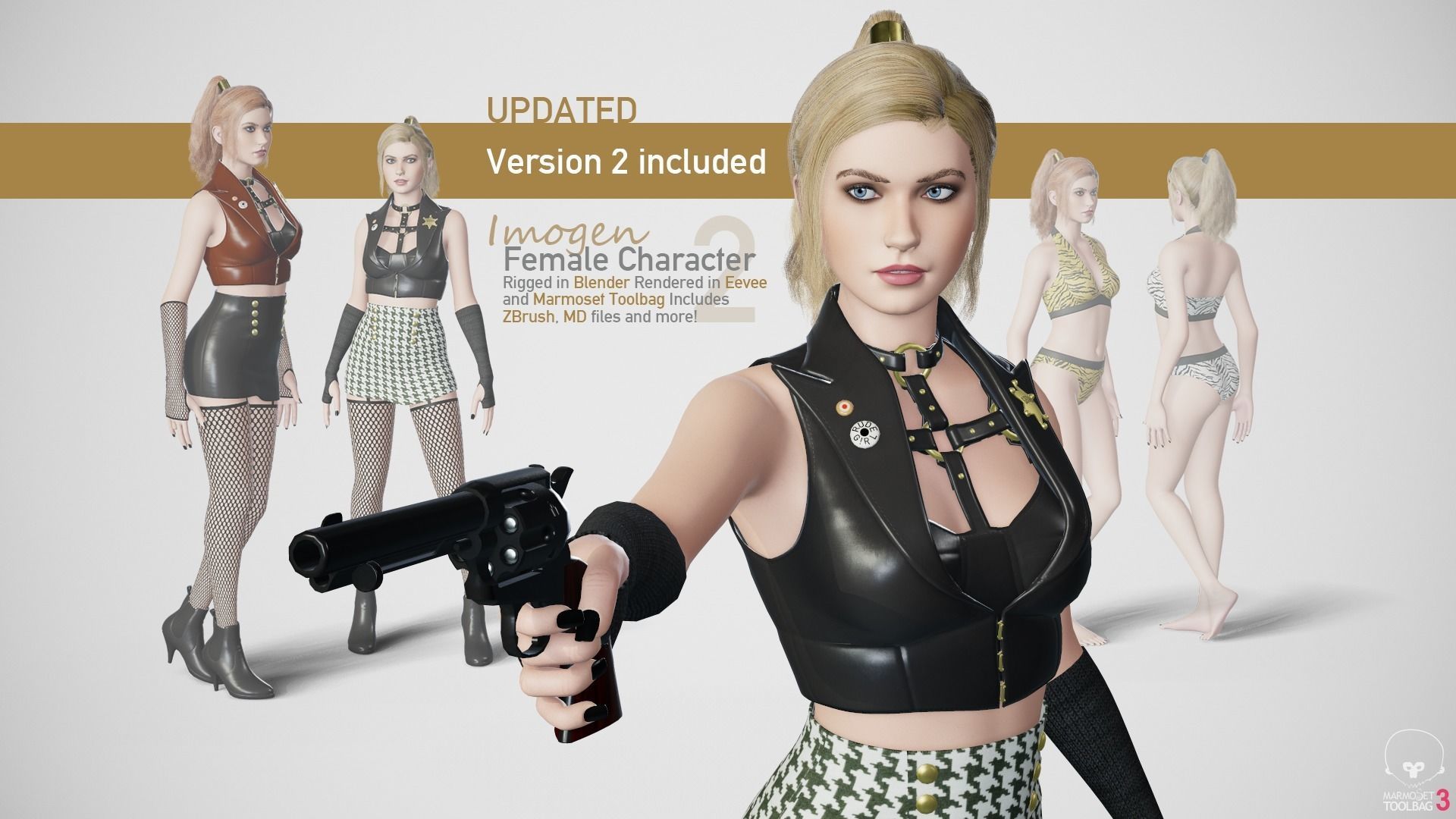 Imogen - Female Character Base Mesh Version 1 - Updated Low-poly 3D model_4