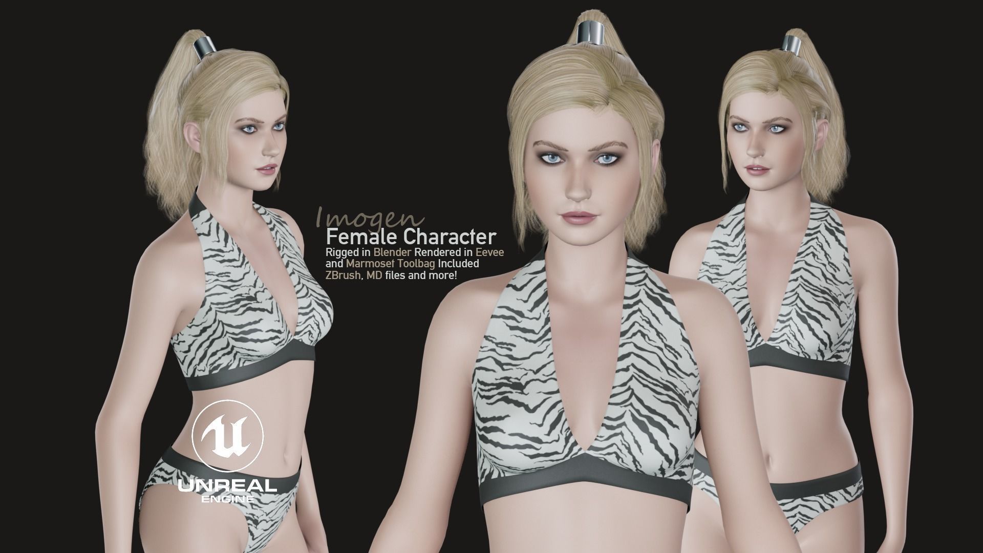 Imogen - Female Character Base Mesh Version 1 - Updated Low-poly 3D model_25