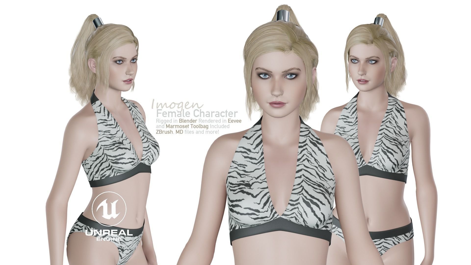 Imogen - Female Character Base Mesh Version 1 - Updated Low-poly 3D model_26