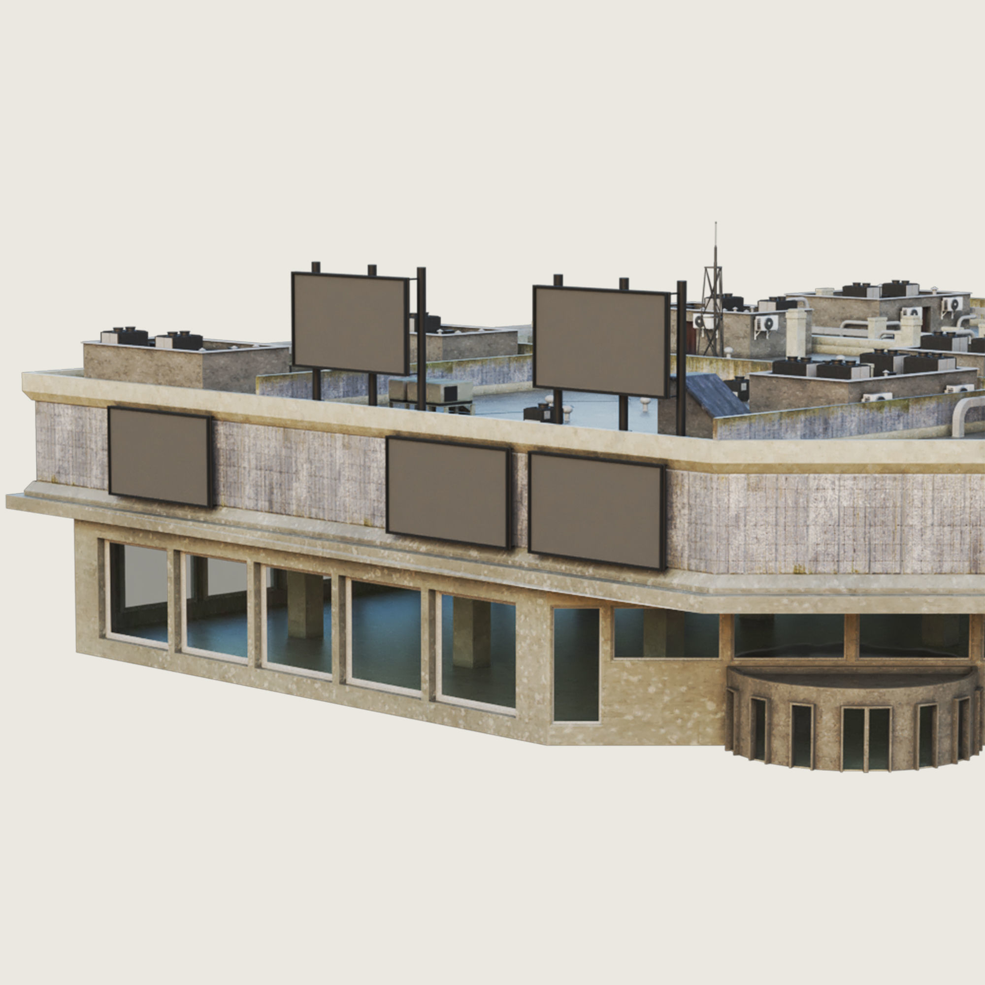 Building Skyscraper City Town Downtown Office Space Work Street Low-poly 3D model_5