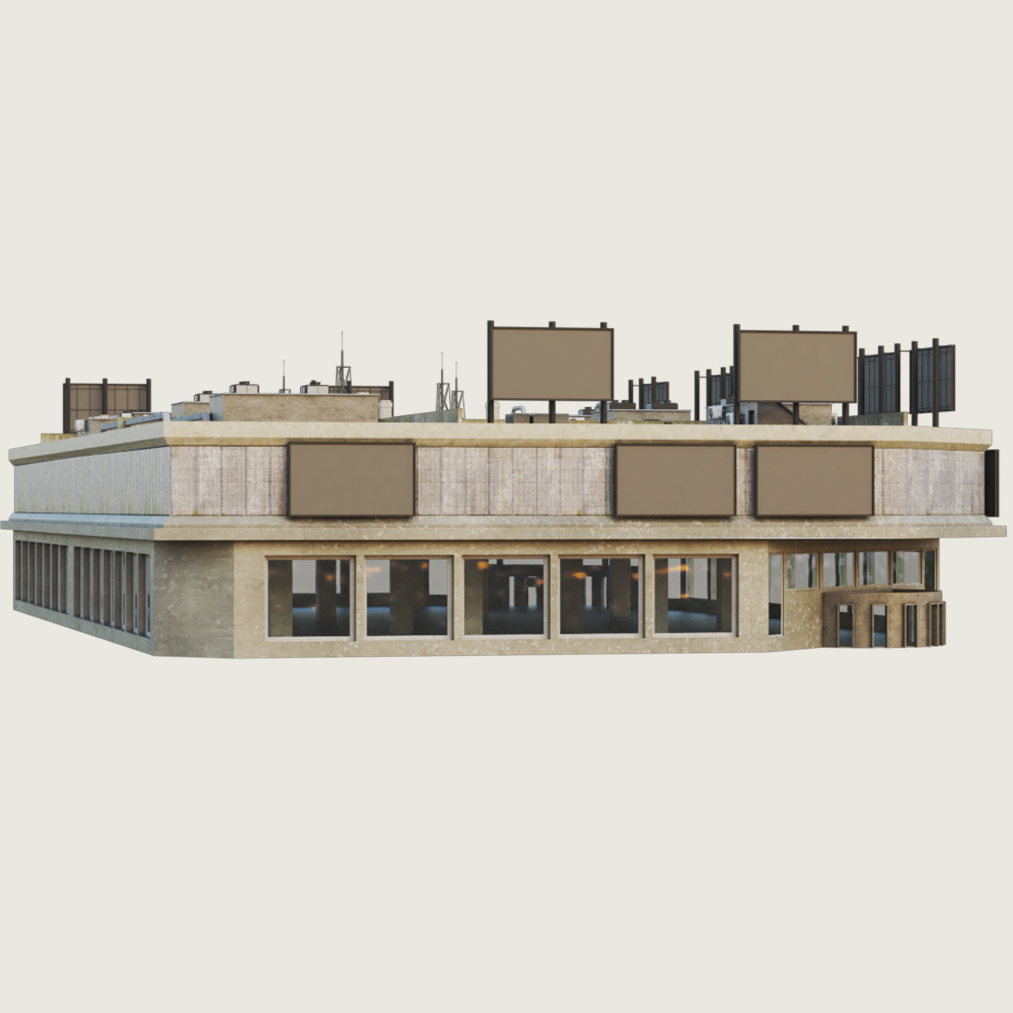 Building Skyscraper City Town Downtown Office Space Work Street Low-poly 3D model_4