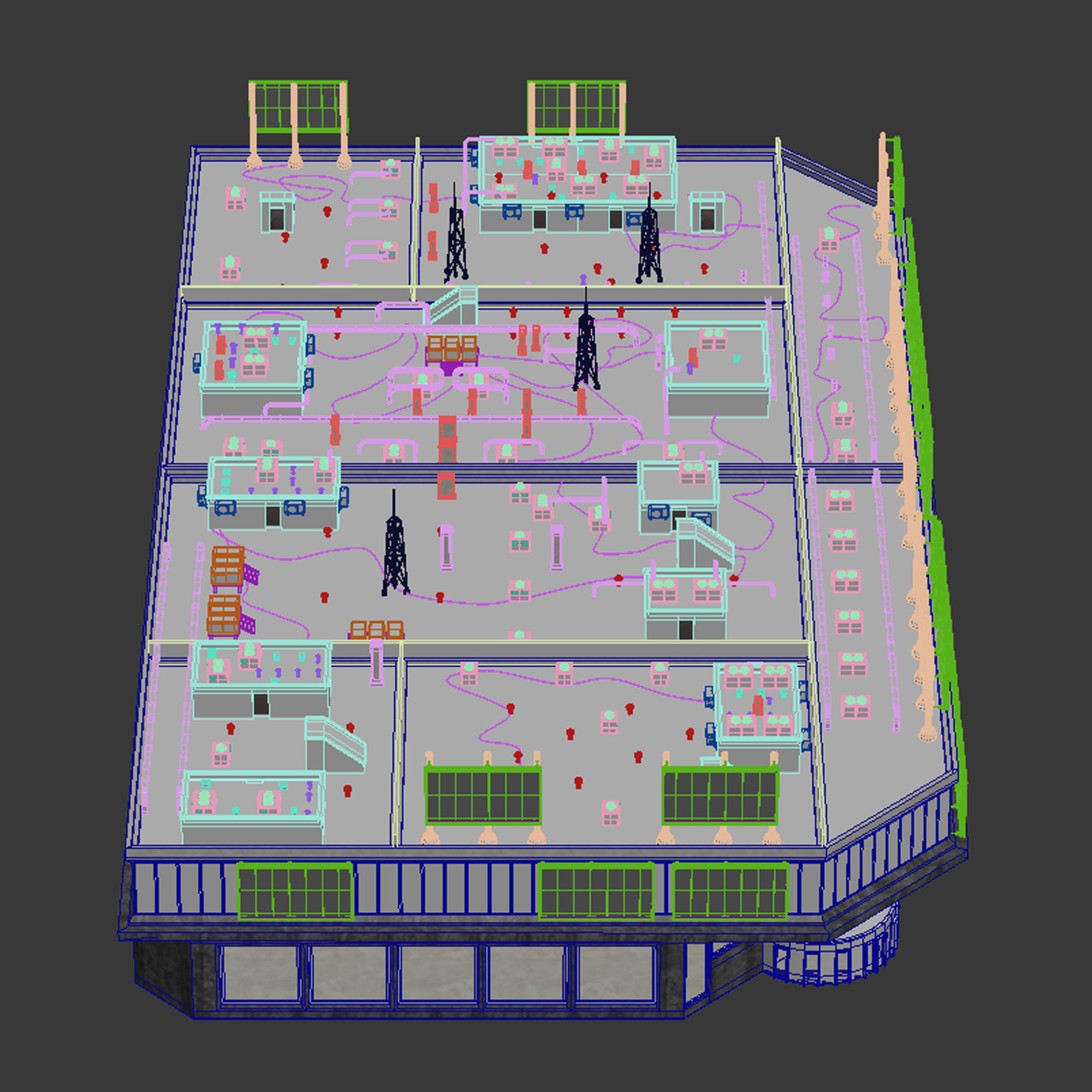 Building Skyscraper City Town Downtown Office Space Work Street Low-poly 3D model_8