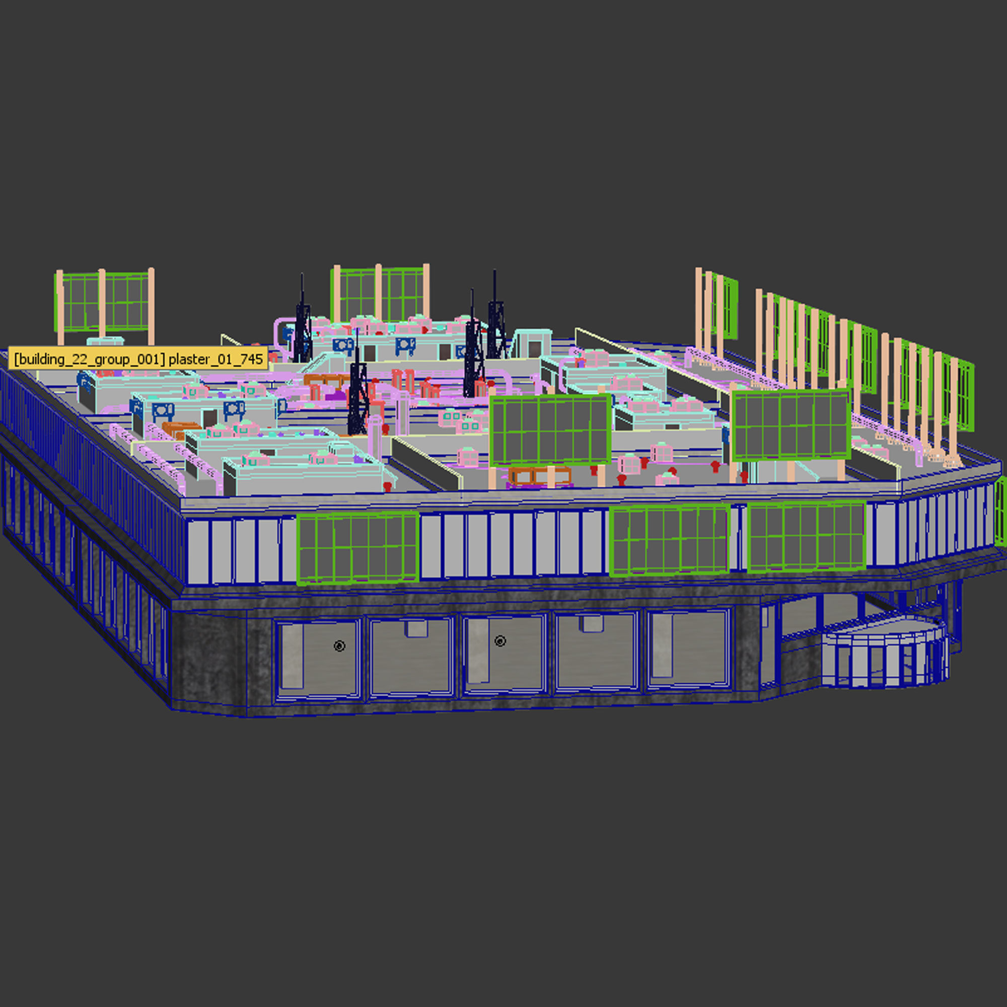 Building Skyscraper City Town Downtown Office Space Work Street Low-poly 3D model_7