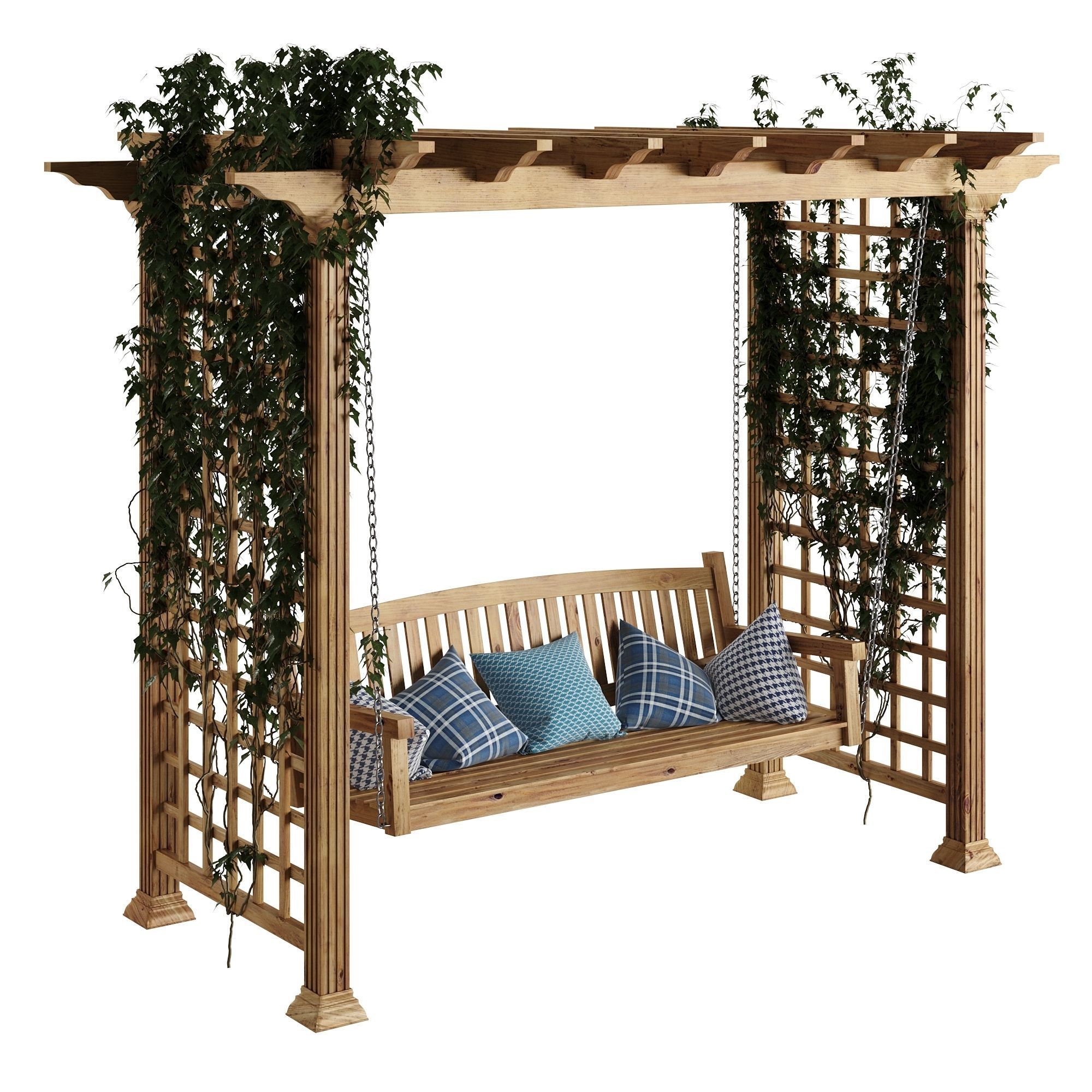 Garden swing pergola 3D model_3