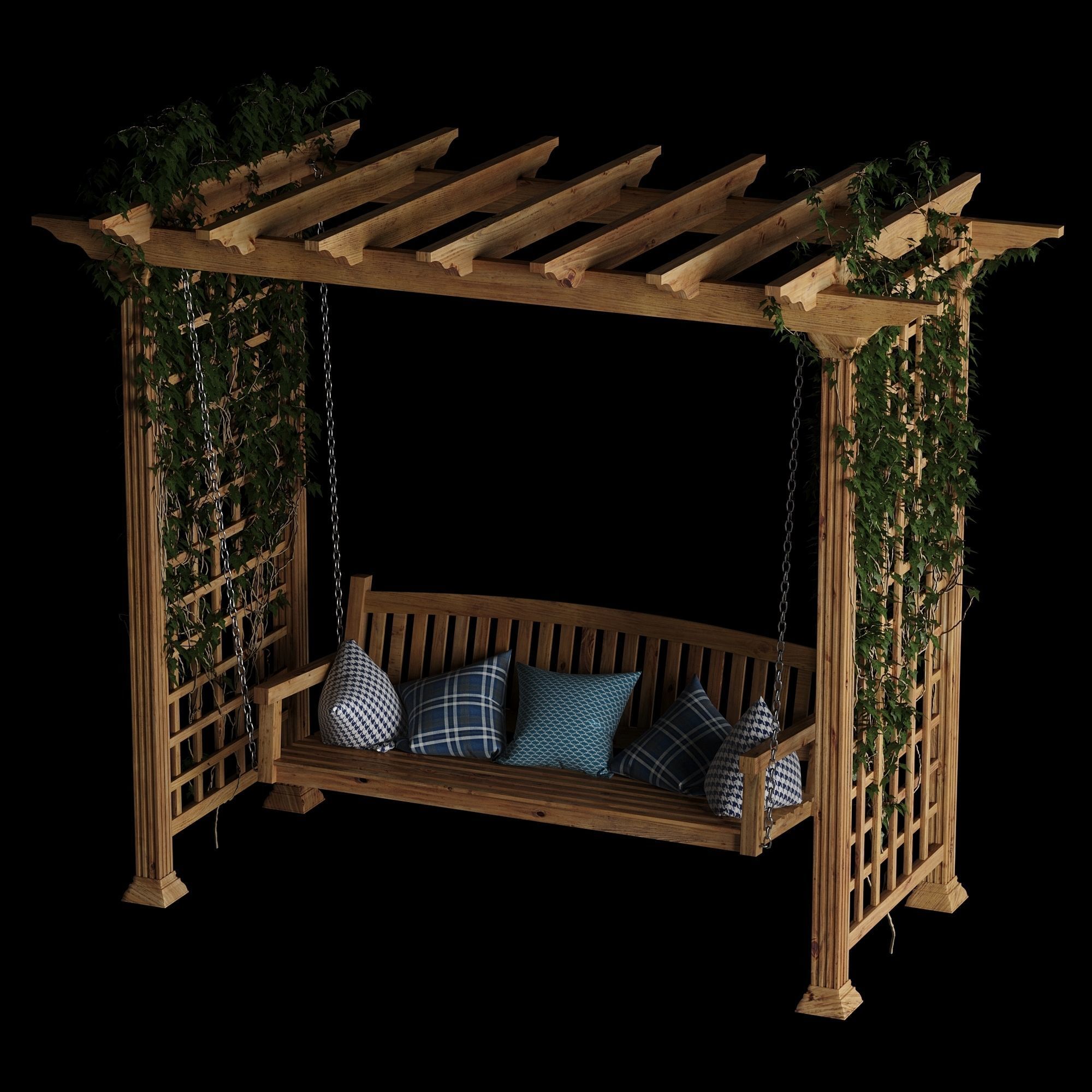 Garden swing pergola 3D model_14