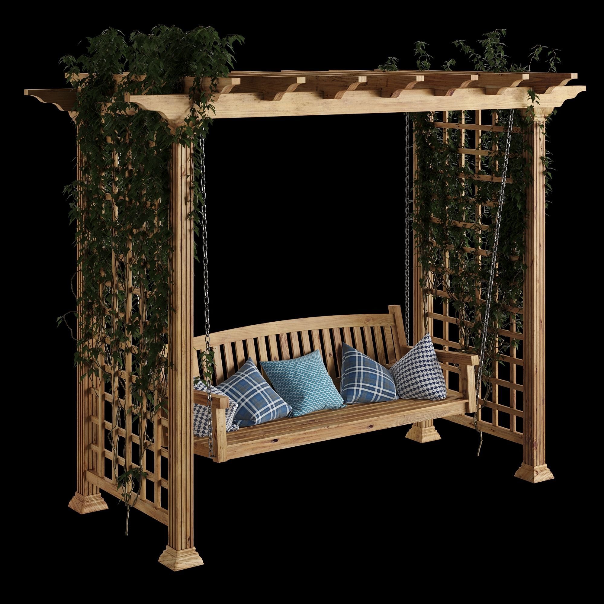Garden swing pergola 3D model_2