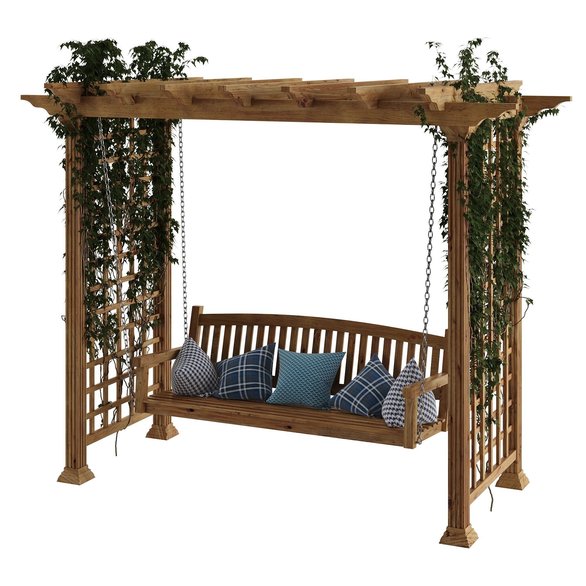 Garden swing pergola 3D model_1